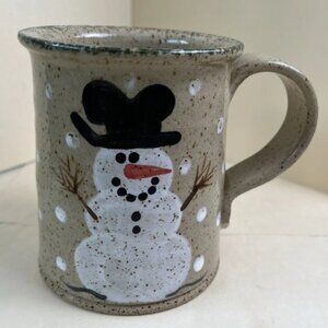 Vintage 1992 Three Rivers Pottery Snowman Hand-Painted Mug